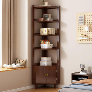 3 4 Tier Detachable Solid Wood <strong>Corner</strong> Cabinet Modern Minimalist Bookshelf Storage <strong>Unit</strong> Perfect for <strong>Small</strong> Apartment Living Space - Product Image 3