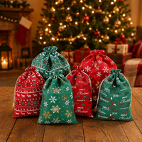 Sac cadeau en lin biodégradable durable avec cordon de serrage, imprimé pour l'emballage de bonbons et le rangement de bijoux (OEM)