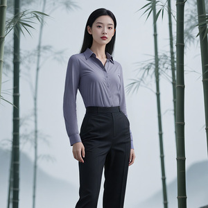 Women's V Neck White Blouse Long Sleeve Slim Fit Solid Color Polyester Work Shirt Professional Business Formal Wear - Product Image 4