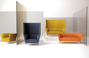 Divani Sezionali Curvi in Tessuto, Arredamento per Ufficio, Sala d'Attesa VIP, Sala Conferenze, Area Aperta, Divano Angolare con Cuscini - Product Image 4