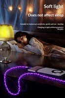 Câble de données multifonctionnel coloré en cuivre pur tressé blindé, charge rapide, 1M, 3 en 1, chargeur magnétique Type-C lumineux à LED