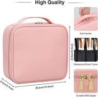 Sacs et trousses de maquillage LED portables en tissu Oxford, organiseur de voyage multi-couches pliable avec fermeture éclair et miroir