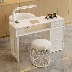 Juego de Equipos de Belleza Profesional Estilo Crema para Salón de Belleza, Muebles de Lujo, Mesa de Manicura, Diseño Moderno, Duradero y Ecológico - Product Image 1