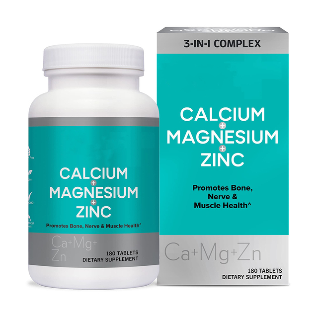Private Label Calcium Magnesium Zinc Vitamins 3 in 1 Tablets Immune Support Bone Nerve Muscle Health Adult Dietary Supplement