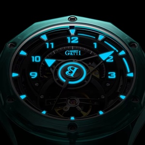 Montre automatique BG6003, boîtier transparent, montre-bracelet mécanique, bracelet en caoutchouc, cadran squelette, montres pour hommes - Product Image 5