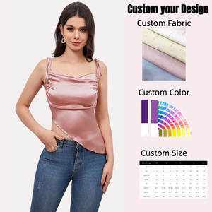 <span class=keywords><strong>Débardeur</strong></span> court tissé à bretelles fines, col halter, dos nu, avec nœud à nouer et dentelle pour <span class=keywords><strong>femme</strong></span> - Product Image 1