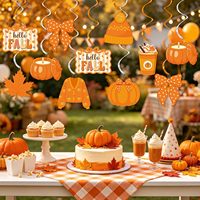 Décorations suspendues en spirale 'Bonjour l'Automne', décorations de fête d'automne avec nœuds et citrouilles, citrouille feuille d'érable pour Thanksgiving, pour la maison et le bureau en automne