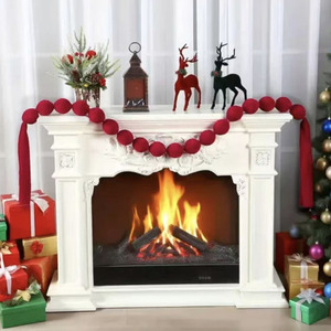 Guirnalda de Bolas de Navidad LANJO, Tradicional, Elegante, Vintage, Rojo Intenso, Decoración Colgante con Pompones y Cuentas para Fiestas Navideñas - Product Image 4