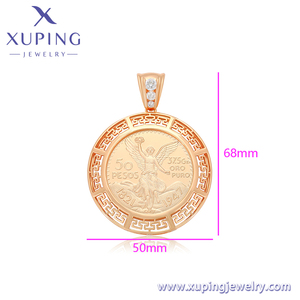 X000809804 Bijoux XUPING Plaqué <span class=keywords><strong>Or</strong></span> 18 carats Bijoux de Mode Pendentifs Pièce de Monnaie Mexicaine <span class=keywords><strong>50</strong></span> <span class=keywords><strong>Pesos</strong></span> Unisexe Breloques Hip Hop pour Collier Chaîne - Product Image 2