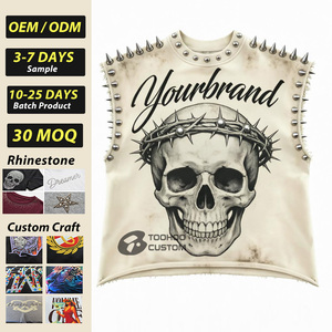 T-shirt décontracté vintage surdimensionné pour homme en coton tricoté avec strass et diamants, imprimé DTG, tissu 300 g/m² - Product Image 1