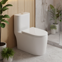 WC monobloc moderne de luxe allongé en céramique à poser au sol, chasse d'eau cyclonique, couleur blanche, siège à fermeture douce pour salle de bain et hôtel