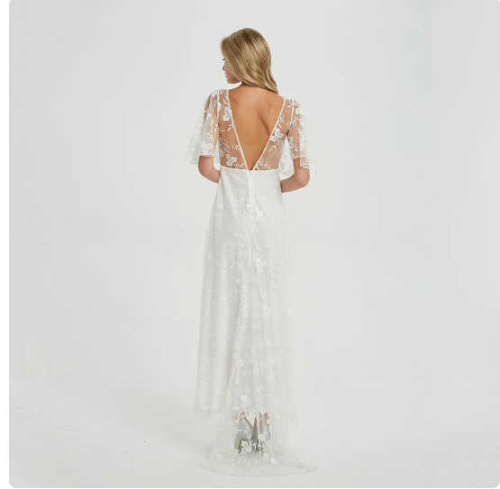 women wedding dress white lace elegant