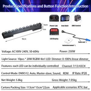 Nuevo Diseño, 10 Piezas, 20W RGBW 4 en 1, Barra de Luces LED Beam Wash Spot, Luz de Pared, 6000k, DMX512, para DJ, Estudios, Cines y Operas - Product Image 3