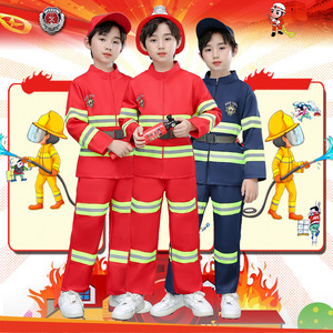 2024 Halloween Kids Firefighter Uniform Cosplay Plus Size Sam <strong>Fireman</strong> Work Clothing Suit Boy &amp; Girl Performance &amp; Party Costumes - Product Image 1