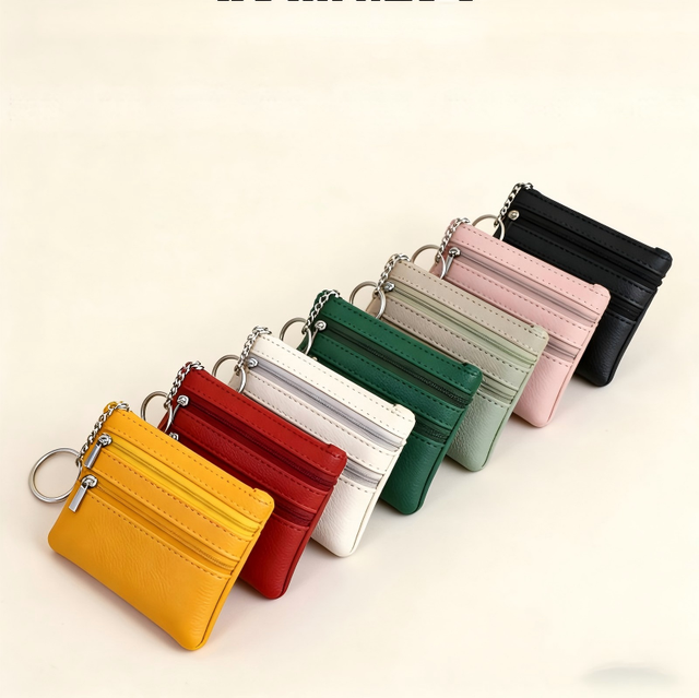 Wholesale Mini Coin Purse Keychain Vintage Wallet Luxury Ladies Wallet Genuine Leather Wallet Keychain