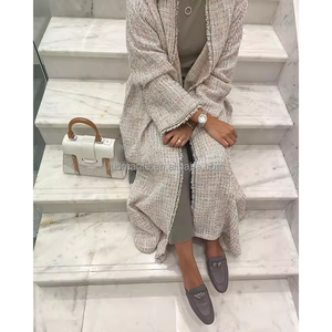 Abaya en tweed 2024, abaya d'hiver de Dubaï, manteau pour femmes musulmanes, abaya ouverte - Product Image 3
