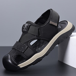 Sandalias de Senderismo para Hombre, Color Caqui, Punta Cerrada, Correa de Velcro Ajustable, Suela de Goma Antideslizante, Malla Transpirable, Casuales de Verano - Product Image 2