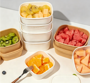 Ciotola Quadrata in Carta Kraft Biodegradabile di Alta Qualità, Ecologica, Personalizzabile con Logo, per Servire e Conservare - Product Image 3