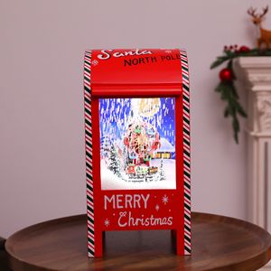 Snowing Santa Clause Musical <strong>Christmas</strong> Mailbox Post Box With Music for Festival - Product Image 3