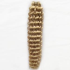 Haute qualité Double dessiné Remy cheveux humains tissage Extension crépus bouclés armure blonde <span class=keywords><strong>613</strong></span> - Product Image 3