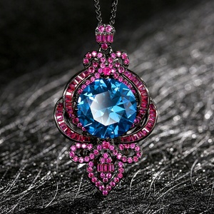 High Quality Eco-friendly Copper Cubic Zirconia Black Gold Plated Pendant Jewelry Woman Personalize Necklace for Daily Wear - Product Image 4