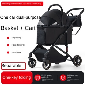 Poussette pour chien et chat imperméable en métal, légère, pliable, à 4 roues, avec design lavable, pour la marche, le jogging et les visites chez le vétérinaire - Product Image 4