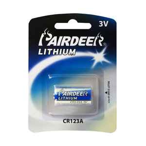 Pairdeer nhà máy không có thể sạc lại cuộc sống lâu dài 3V 1500mAh CR123A Li-MnO2 <span class=keywords><strong>lithium</strong></span> pin - Product Image 1