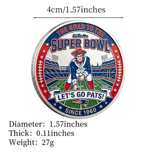 Camiseta de los New <span class=keywords><strong>England</strong></span> Patriots Moneda Conmemorativa de 1960, Artesanía en Metal, Decoración de Escritorio con Temática de Campeones de la AFC, Regalo para Fanáticos de la NFL - Product Image 4