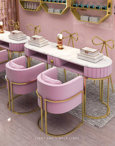 <span class=keywords><strong>Escritorio</strong></span> de mármol de lujo ligero con cajones Juego de mesa y silla de manicura combinación de banco de trabajo de salón Banco DE TRABAJO DE MANICURA Doble - Product Image 6