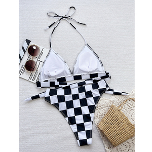 Tùy Chỉnh Cao Eo Bikini Đồ Bơi Cho Phụ Nữ Sexy rô In Halter Hai-Mảnh Tắm Phù Hợp Với - Product Image 5