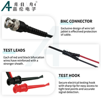 Cable de prueba JIA LUN BNC Q9 macho a doble mini clip de prueba con sonda ABS para electrónica