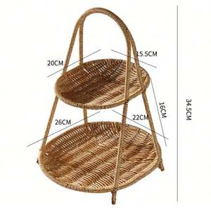 Venta caliente bandeja para servir alimentos cesta tejida a mano apilable bandeja de almacenamiento Logo multifunción ratán moderno uso directo personalizado - Product Image 3