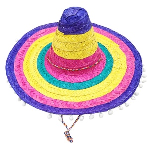 Sombrero Mexicano de Mariachi a Rayas Coloridas, Sombrero de Paja Vietnamita de Ala Ancha con Patrones Tradicionales para Eventos Culturales - Product Image 6