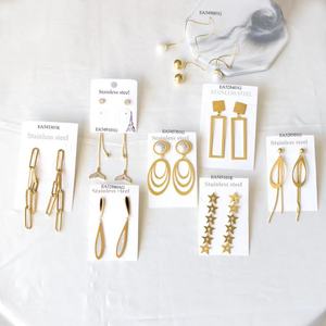 Nouvelles boucles d'oreilles carrées en zircon, design 2022, en acier inoxydable, 10 paires/cartouche, couleurs assorties - Product Image 6