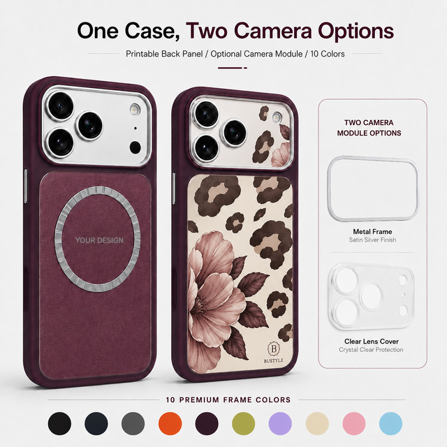 2 in 1 Magnetic Phone Case with Printable Lens Frame for iPhone 18 Clear Acrylic Insert OEM Personalized Mobile Cover Wholesale
