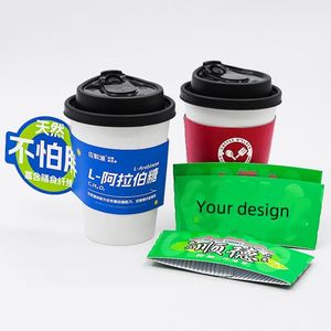 ปลอกหุ้มแก้วกาแฟและชานมแบบใช้แล้วทิ้ง ทำจากกระดาษแข็งสีขาว ป้องกันความร้อน หนาพิเศษ รูปทรงไม่สม่ำเสมอ - Product Image 1