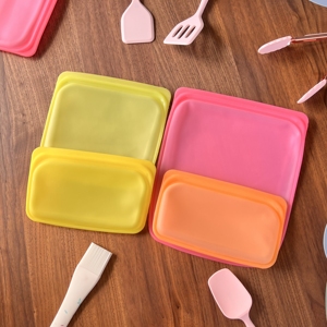 BPA Free Wieder verwendbarer Vakuum-Essbarer Behälter Quadratischer Silikon-Aufbewahrung beutel für Lebensmittel Frische Gemüse konservierung küche Essential - Product Image 1
