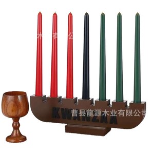 Ornements de Noël en bois pour la maison, porte-bougies décoratifs atmosphériques à plusieurs trous, décorations en bois - Product Image 5