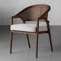 Chaise de salle à manger au design moderne, écologique et durable, chaise de salon, chaise de salon de thé avec coussin moelleux et dossier en rotin tressé