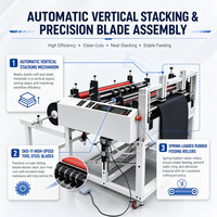 Machine de découpe automatique à empilage, découpe et feutrage de bandes de 810 mm de large en une seule étape avec rouleaux en caoutchouc à ressort et unité PLC