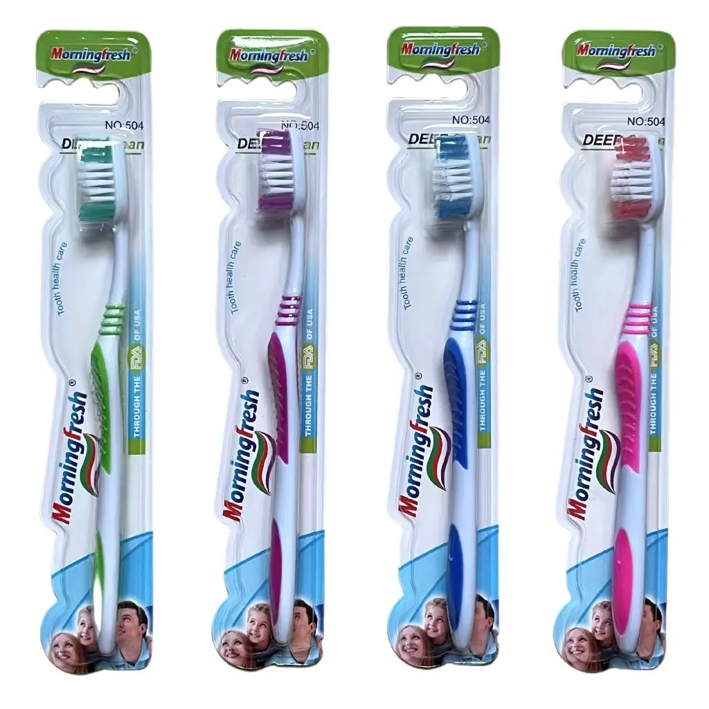 Vente directe d'usine morningfresh brosse à dents bon marché brosse à dents en plastique de haute qualité peut être personnalisé brosse à dents adulte