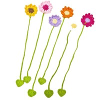 Penanda Buku Rajut Bunga Buatan Tangan, Penanda Buku Rajutan Bunga Daisy dan Bunga Matahari untuk Pecinta Buku, Guru, Hadiah Ulang Tahun Anak, Penanda Buku Unik