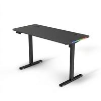 Bureau de jeu électrique extensible en bois et métal AOR BX PINK avec LED et montage facile pour bureau de joueur