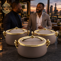 Ensemble de 3 chauffe-plats isothermes en argent brossé 2L 2,5L 3L avec poignées dorées pour buffet, traiteur, mariage et Iftar du Ramadan