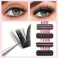 Faux cils DIY semi-artisanaux transfrontaliers, cils en grappe individuels 60D100D120D150D, pack mixte, livre de cils grand volume pour