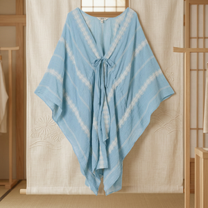 Kimono Largo Bordado para Mujer con Cierre de Cordón, 100% Algodón - Product Image 2