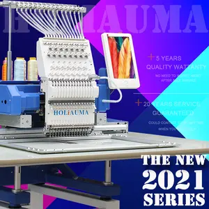HOLiAUMA 7 days Fast Delivery in USA Single Head Multi Needles Computerized 3d Hat Ca p t-shirt Flat Computer Embroidery Machine