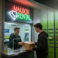Letrero LED de Neón para Alquiler de Buzones de Correo Neonawall, Decoración Acrílica para Colgar en la Pared, Alimentado por USB, Clasificación IP65, Garantía de 2 Años, para Negocios, Clubes y Oficinas