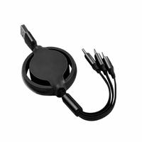 Câble de charge rapide rétractable 3-en-1 en PVC avec logo personnalisé, multi-connecteurs universels pour imprimante et smartphone iOS – Cadeaux en gros