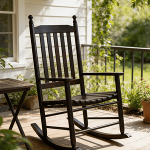 Fauteuil à bascule vintage en bois de peuplier brun foncé pour adulte, chaise de loisirs en bois massif pour <span class=keywords><strong>salon</strong></span>, balcon, ou sieste des personnes âgées - Product Image 2